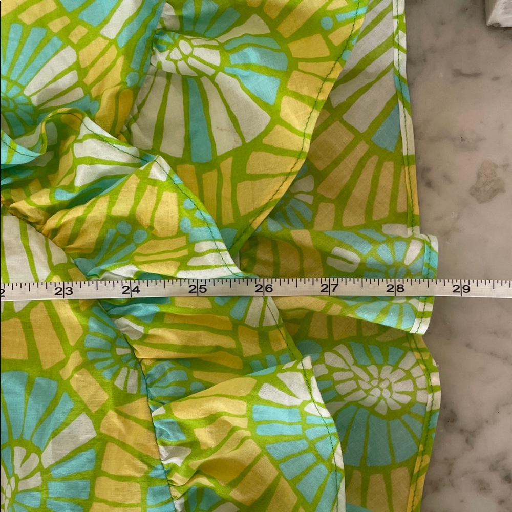 LILLY PULITZER Flor Pink Label Strapless Ruffle Mini Dress M Green Yellow VTG - Picture 16 of 17